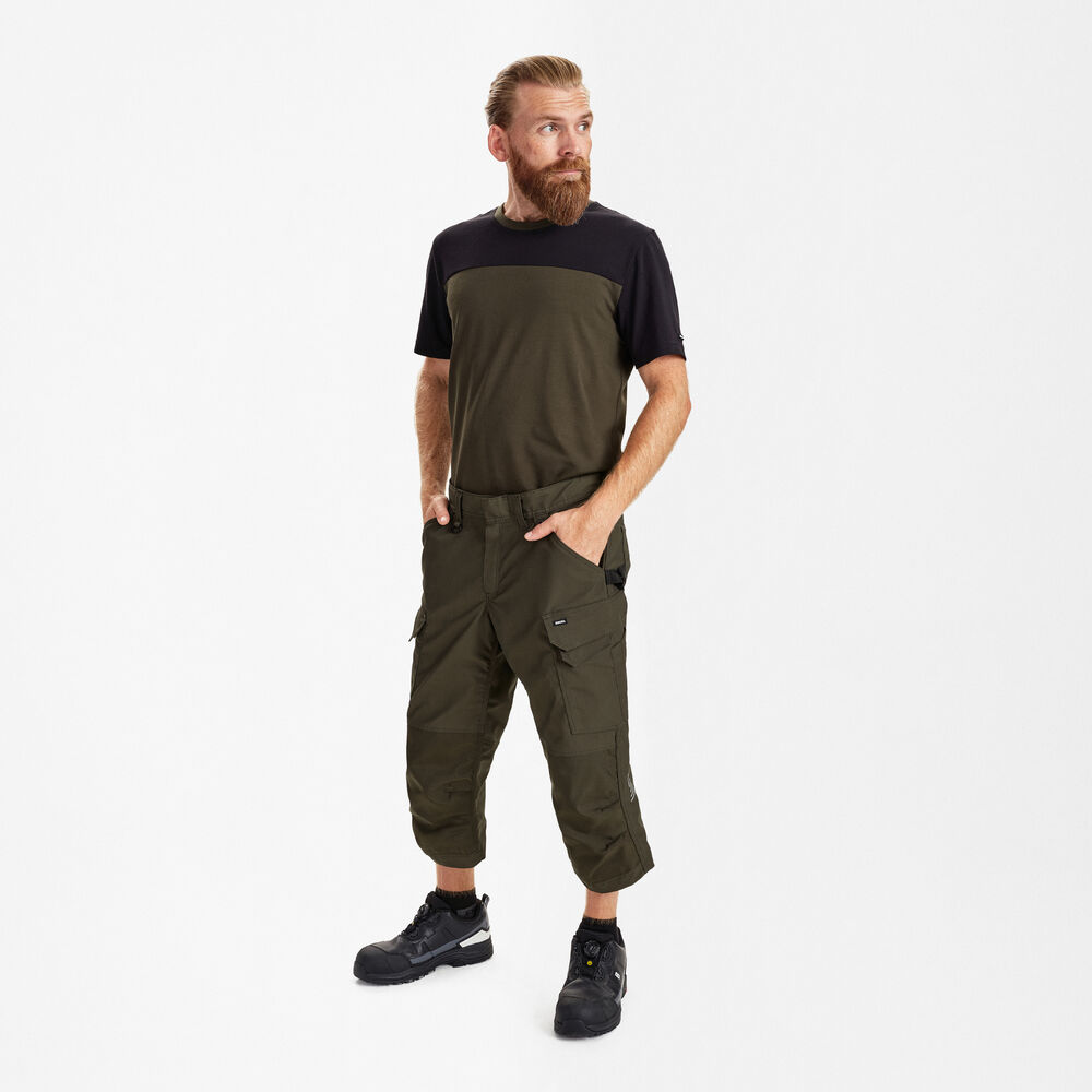 3/4 delovne hlače z 2-smernim stretch materialom – Forest Green