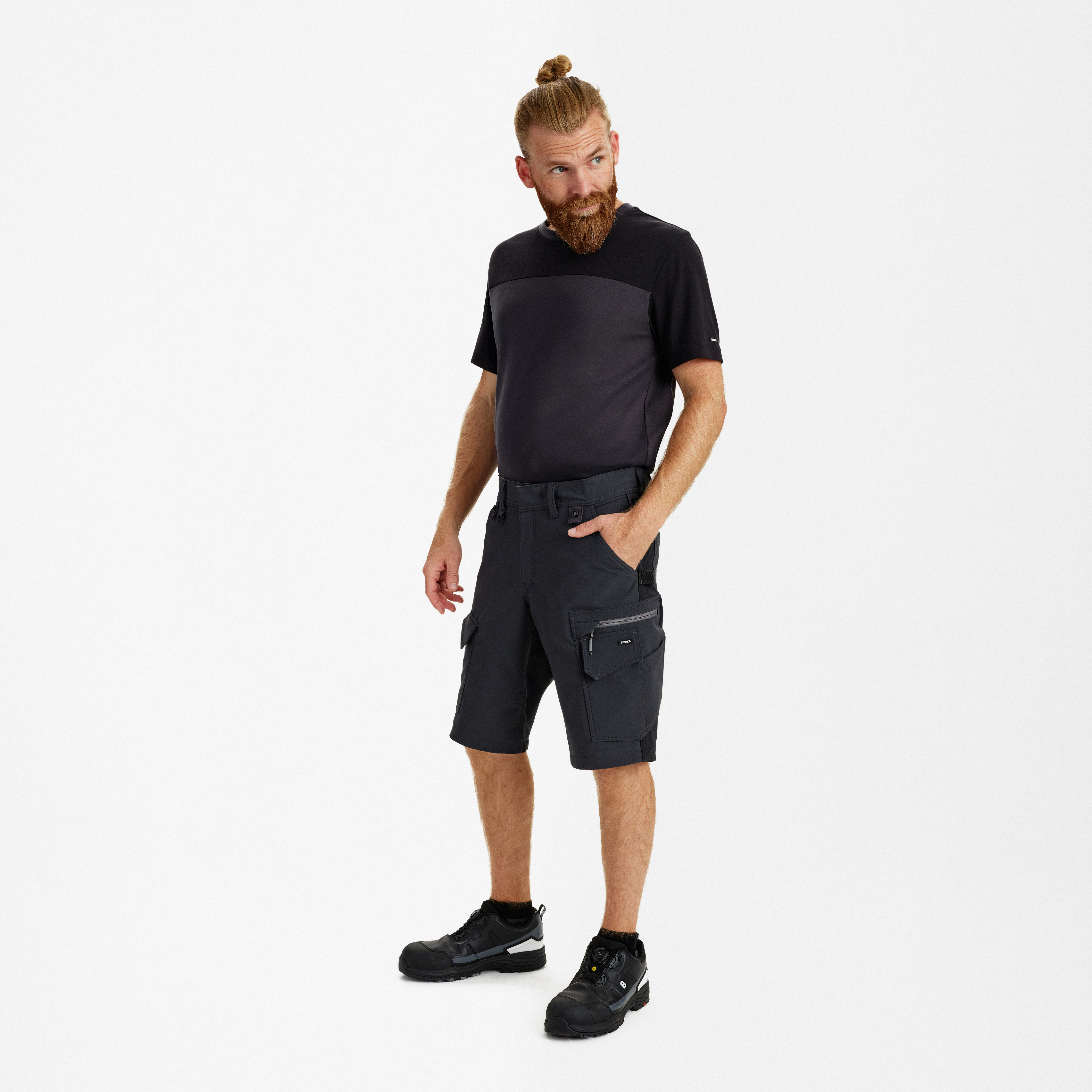 Engel Workwear Entire arbejdsshorts med 4-vejs stræk - Antrazitgrå/Sort [7920] / 72