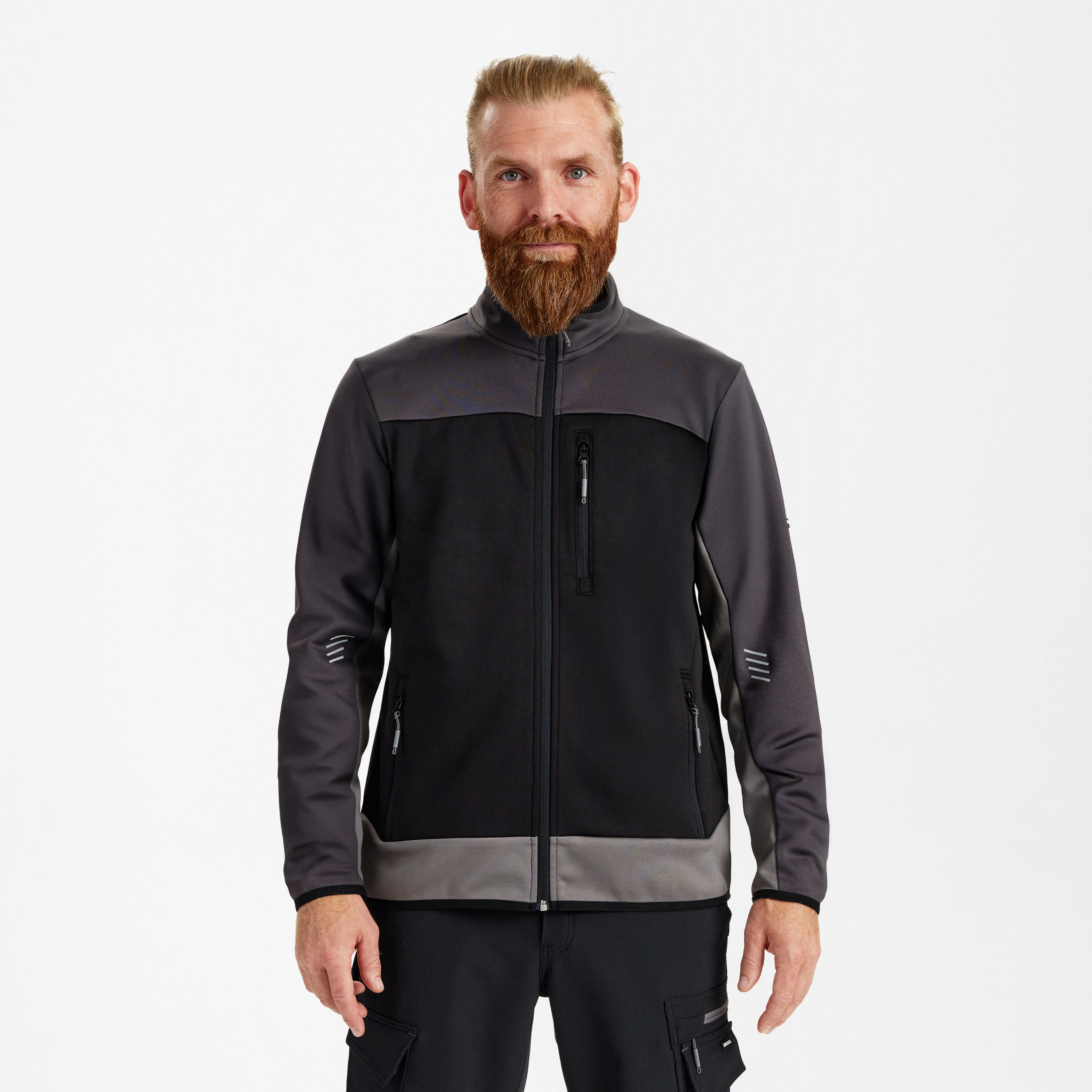 Engel Workwear Entire midlayer cardigan - Sort/Antrazitgrå [2079] / XS