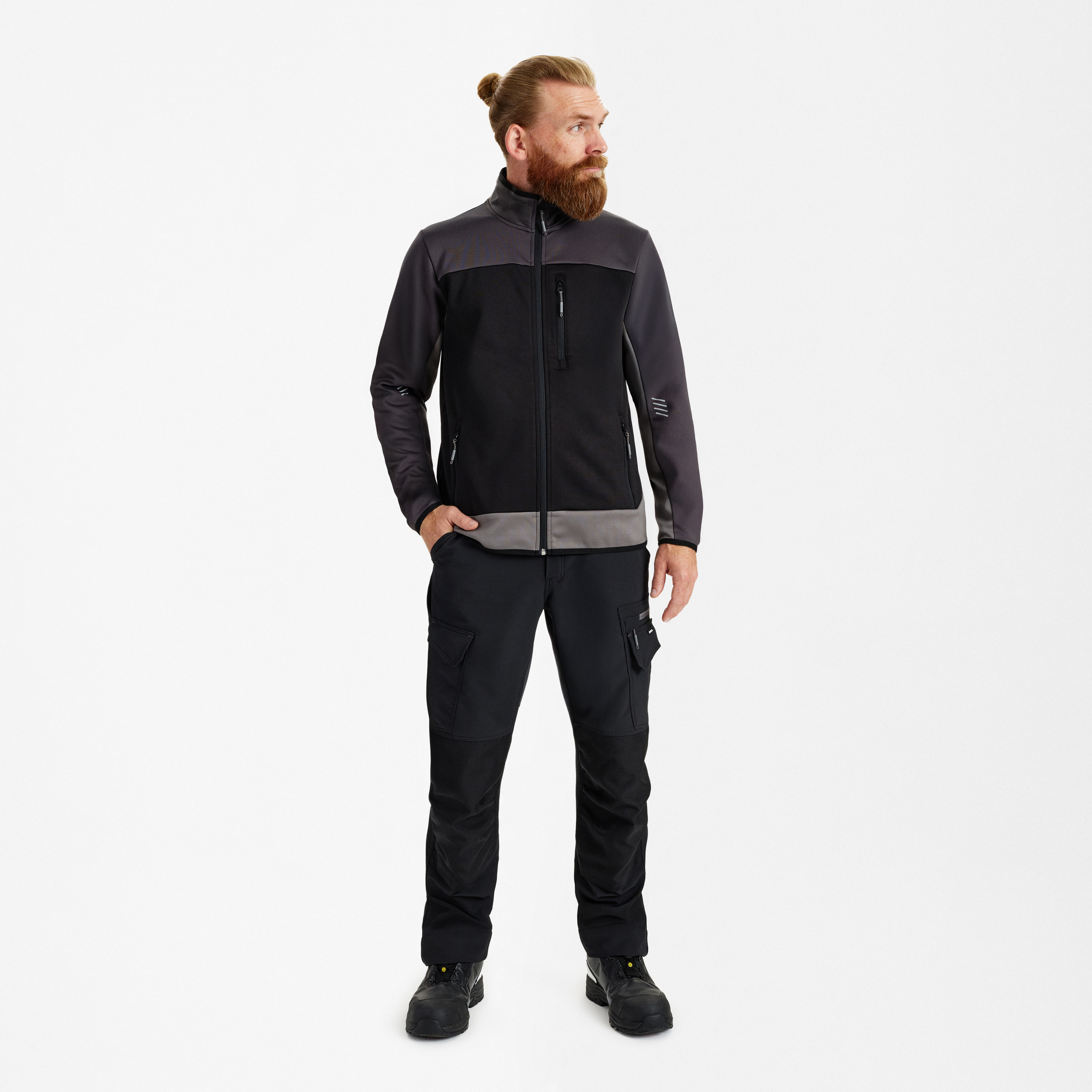 Engel Workwear Entire midlayer cardigan - Sort/Antrazitgrå [2079] / XS