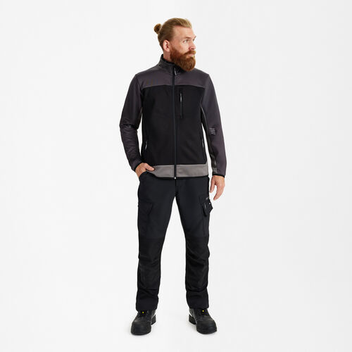 ENTIRE Midlayer-Cardigan – Schwarz/Anthrazit Grau
