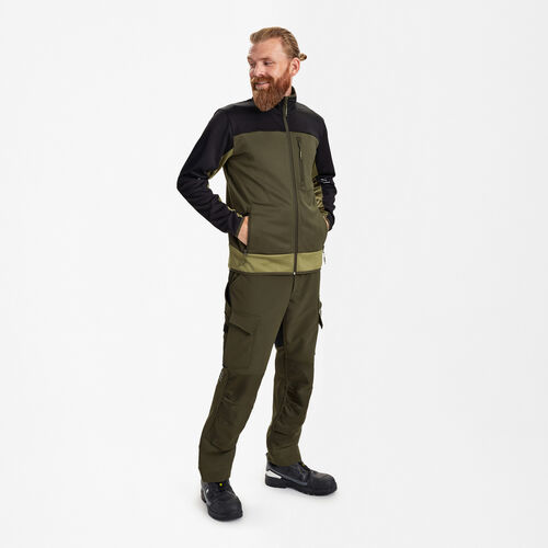 ENTIRE Midlayer-Cardigan – Forest Green/Schwarz