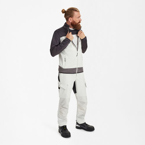 ENTIRE Midlayer-Cardigan – Bone White / Anthracite Grey