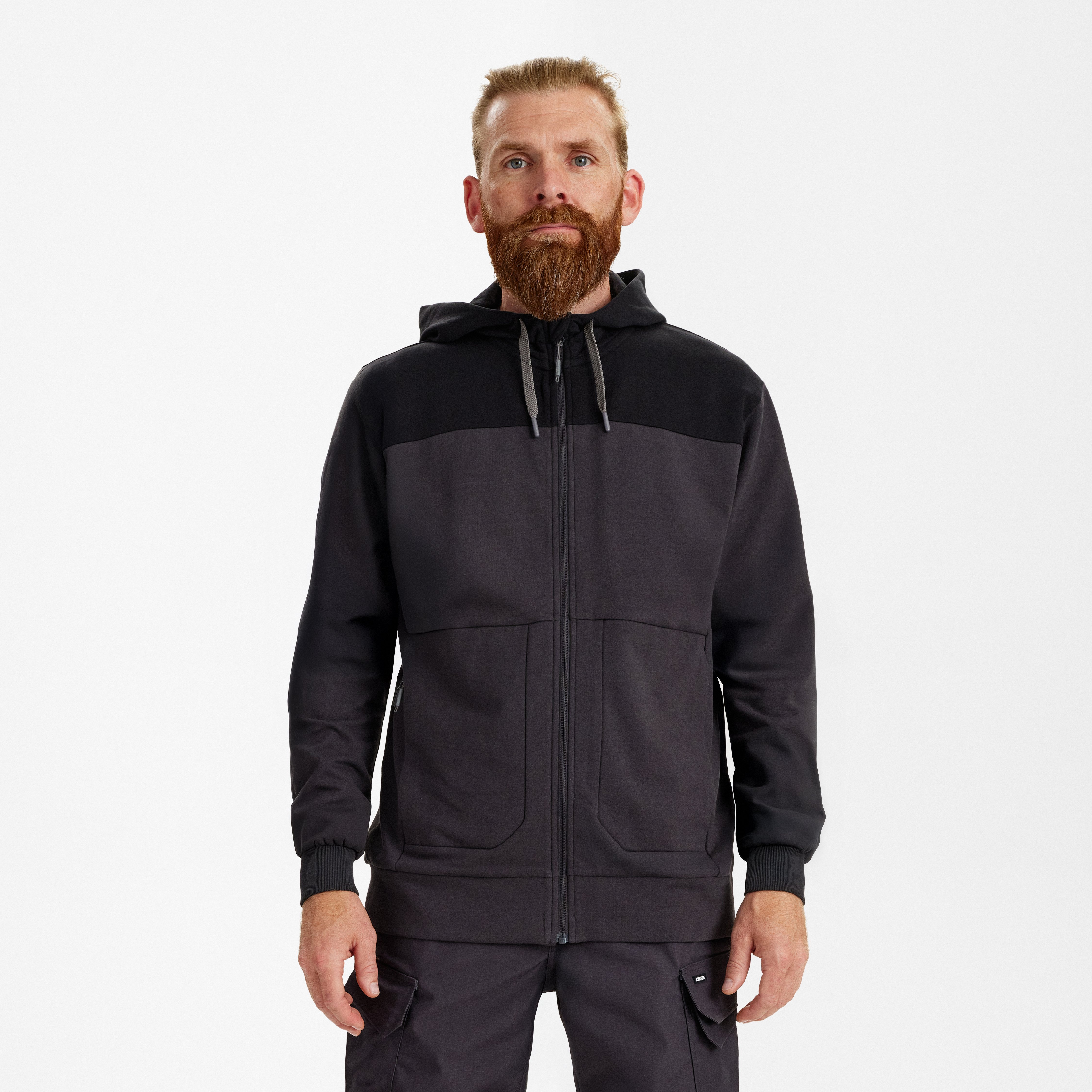 Engel Workwear Entire sweat cardigan med hætte - Antrazitgrå/Sort [7920] / XS