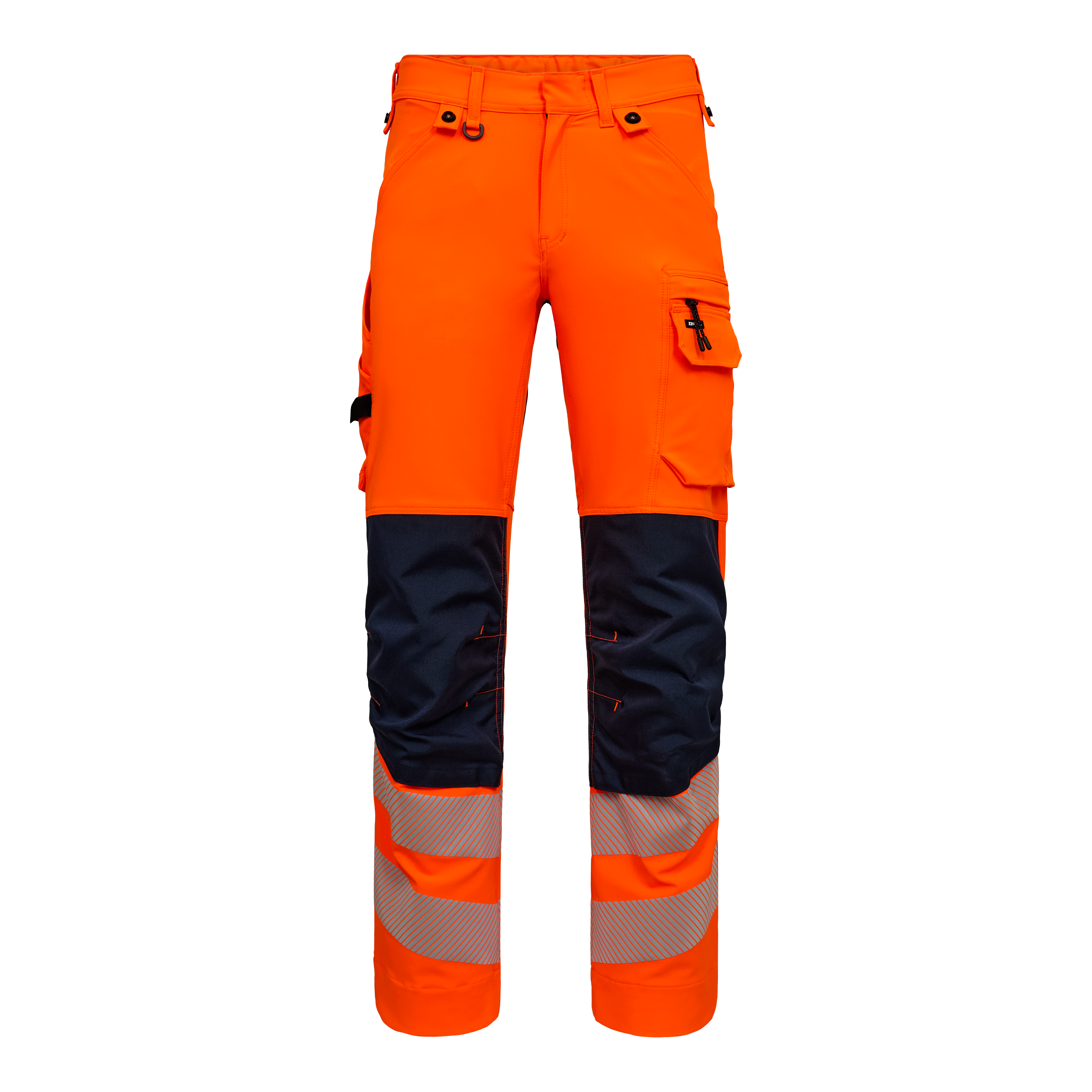 Engel Workwear Safety arbejdsbukser med 4-vejs stræk - Orange/Blue ink [10165] / K80