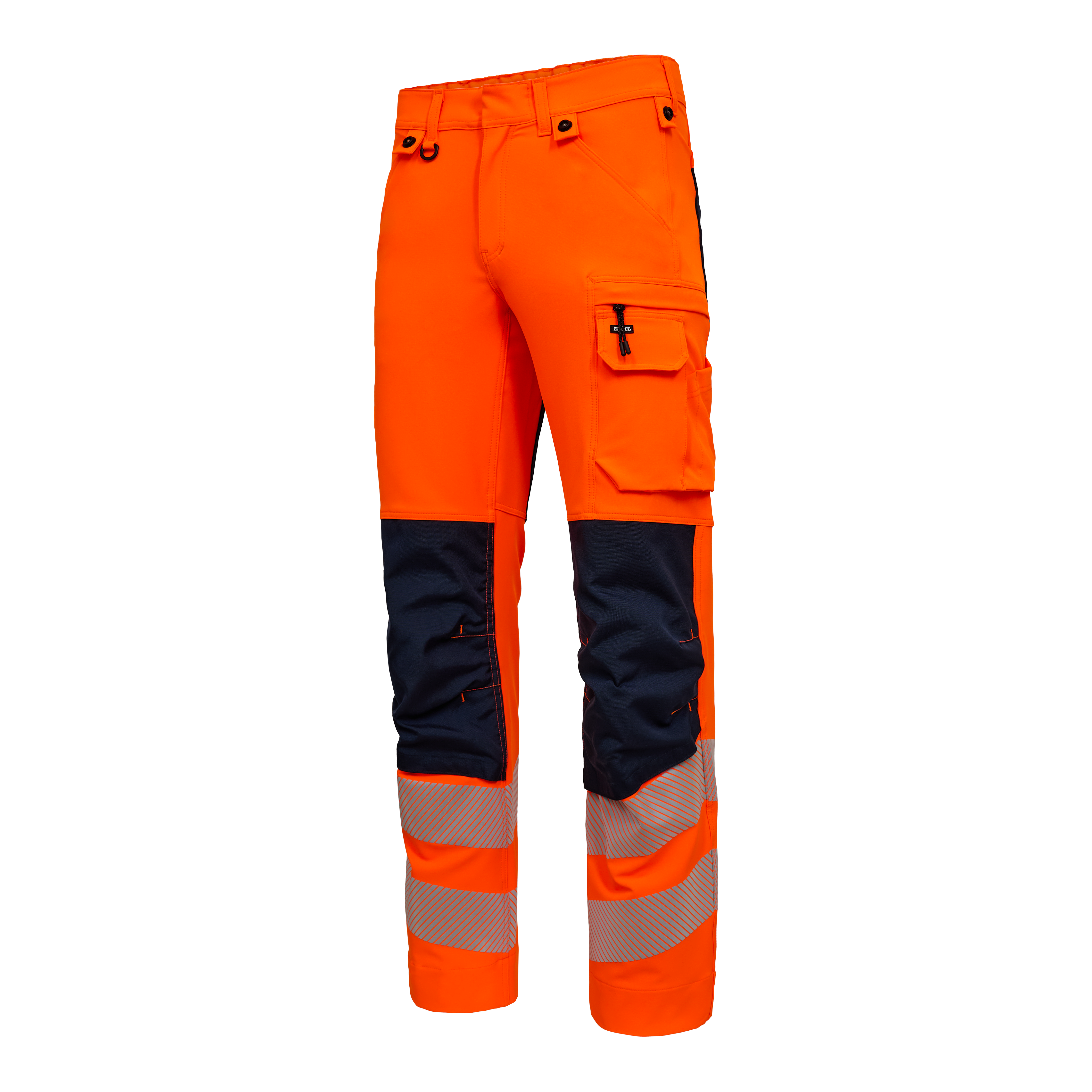 Engel Workwear Safety arbejdsbukser med 4-vejs stræk - Orange/Blue ink [10165] / K80