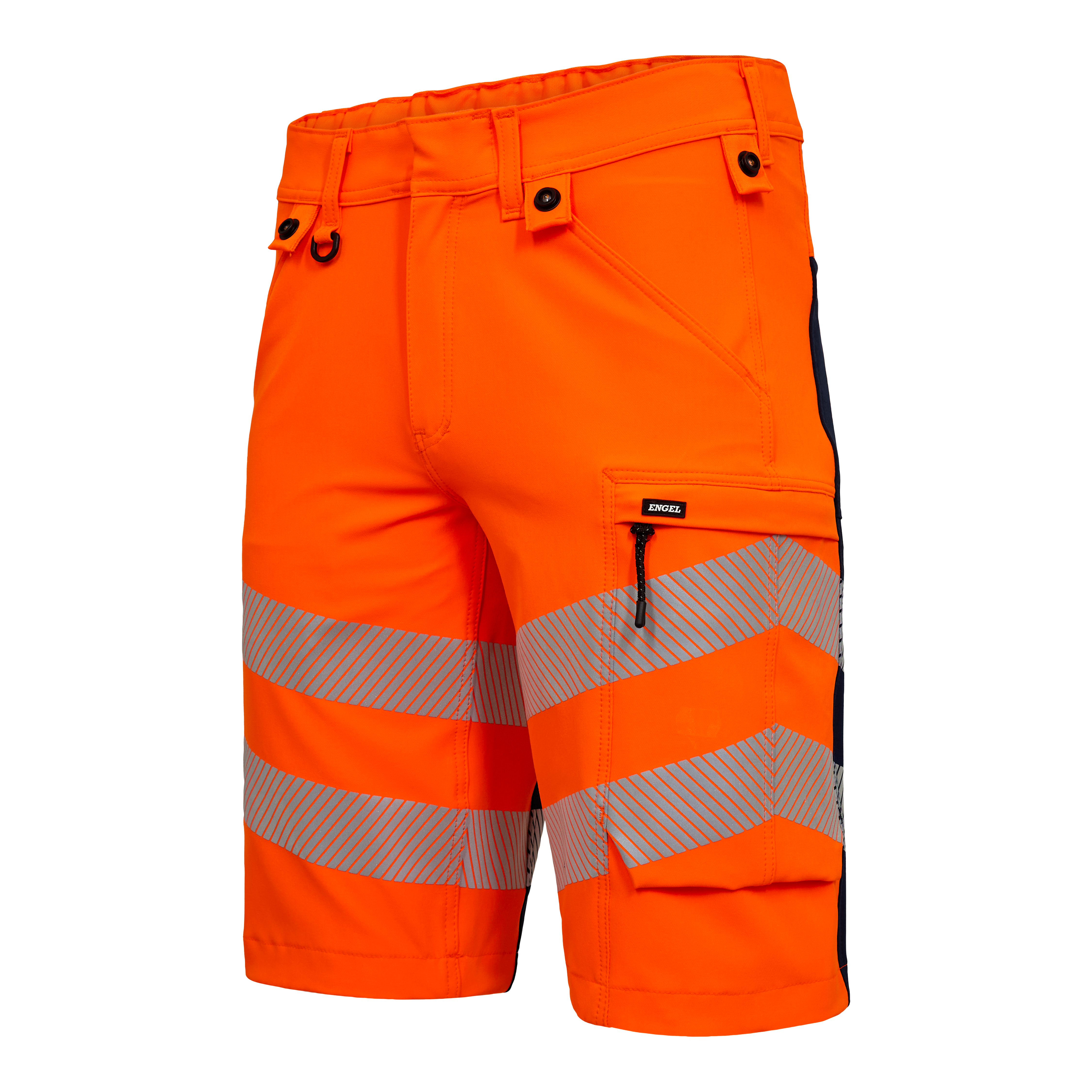 Engel Workwear Safety arbejdsshorts med 4-vejs stræk - Orange/Blue ink [10165] / 72