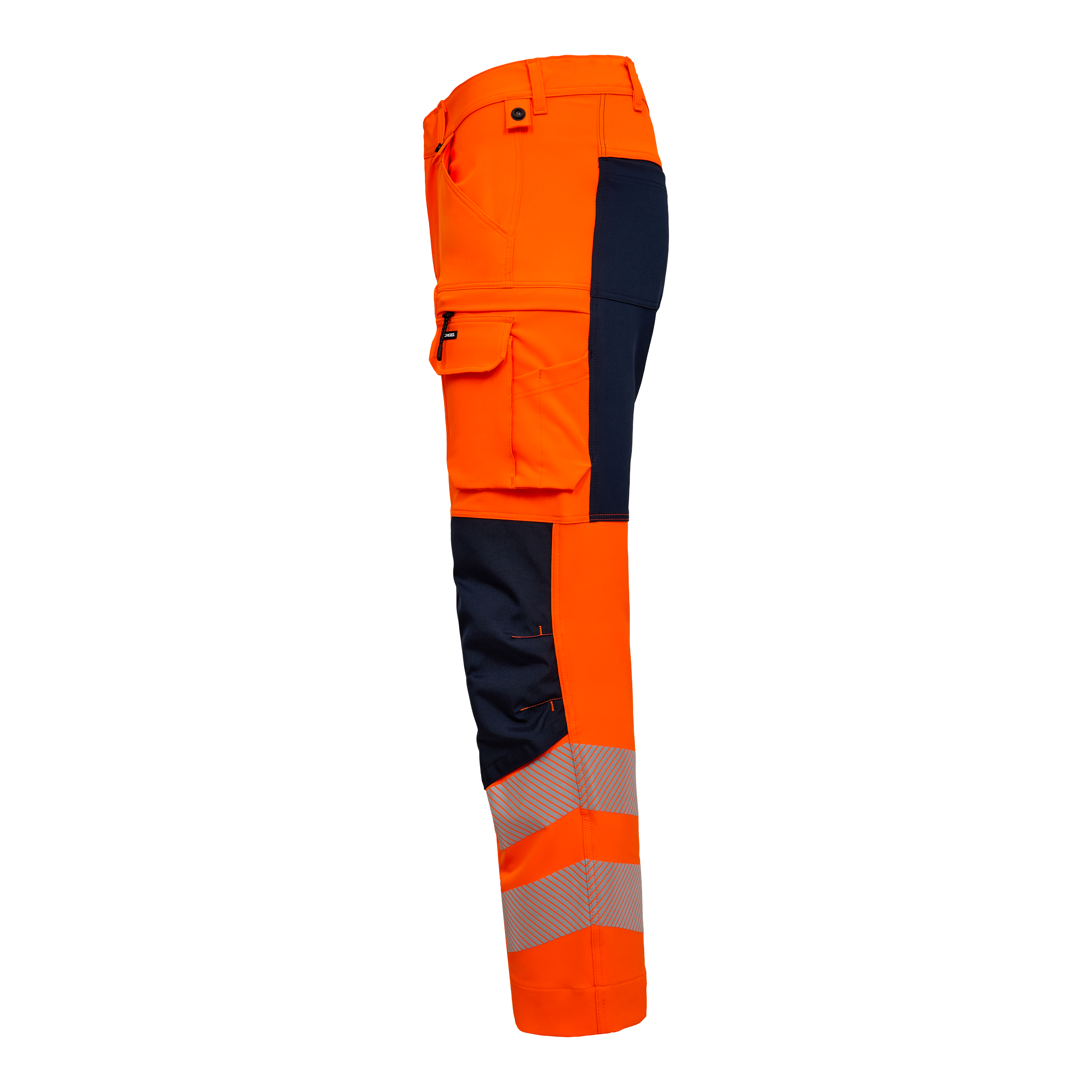 Engel Workwear Safety arbejdsbukser med 4-vejs stræk - Orange/Blue ink [10165] / K80