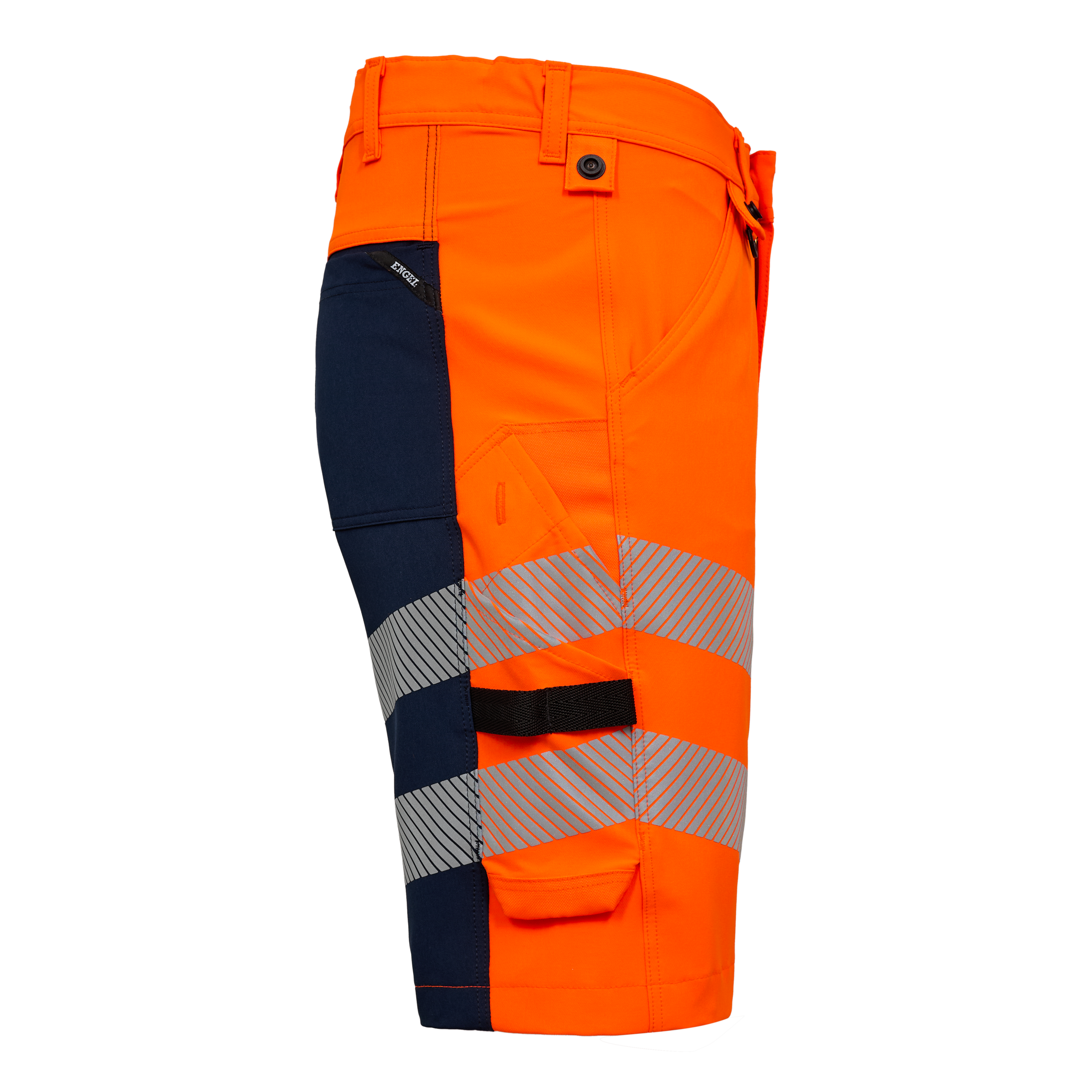 Engel Workwear Safety arbejdsshorts med 4-vejs stræk - Orange/Blue ink [10165] / 72