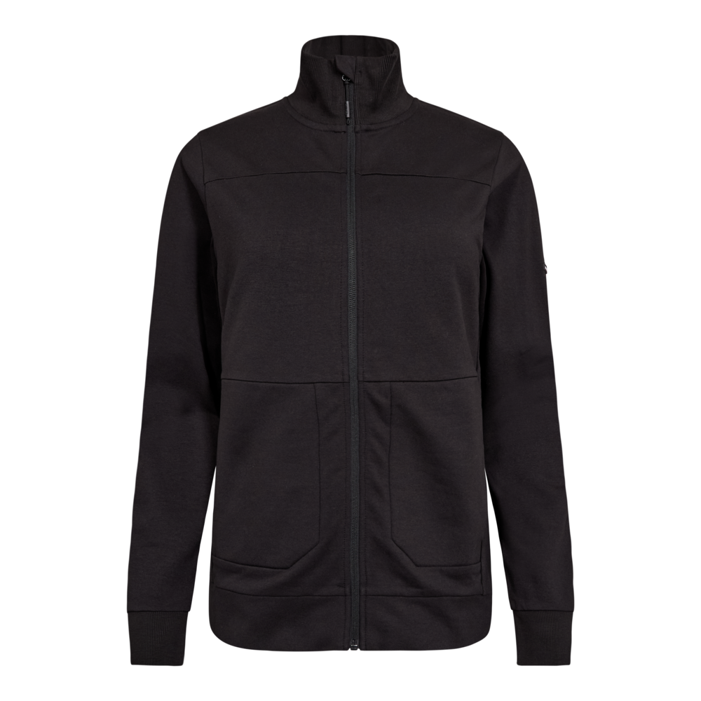 ENTIRE Damen Sweatcardigan mit Kragen – Schwarz (Front)