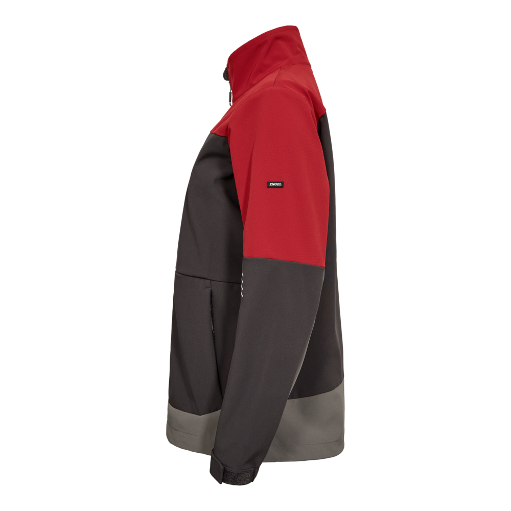 ENTIRE Damen Softshelljacke – Anthrazit Grau / Flame (Seite links)