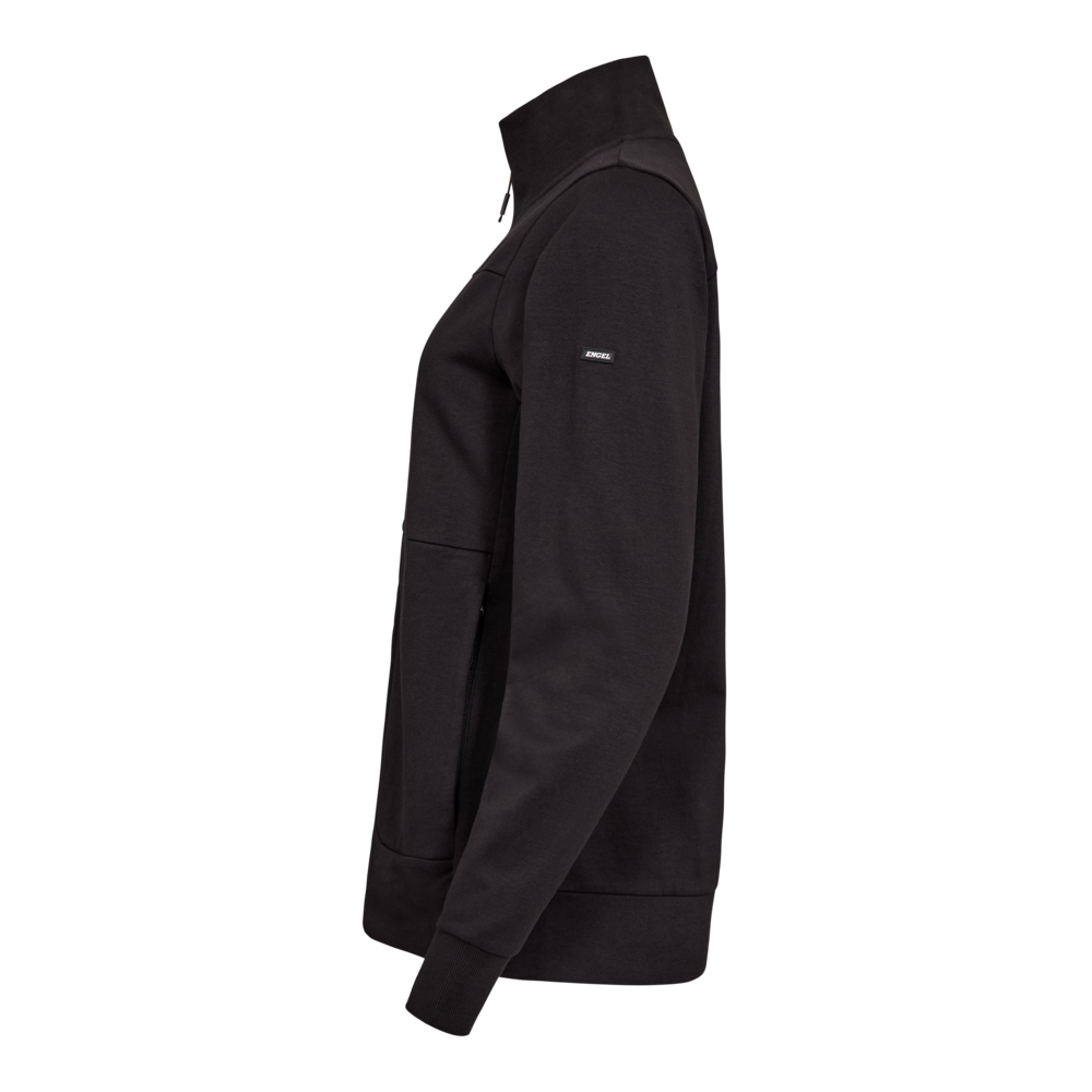 ENTIRE Damen Sweatcardigan mit Kragen – Schwarz (Seite links)