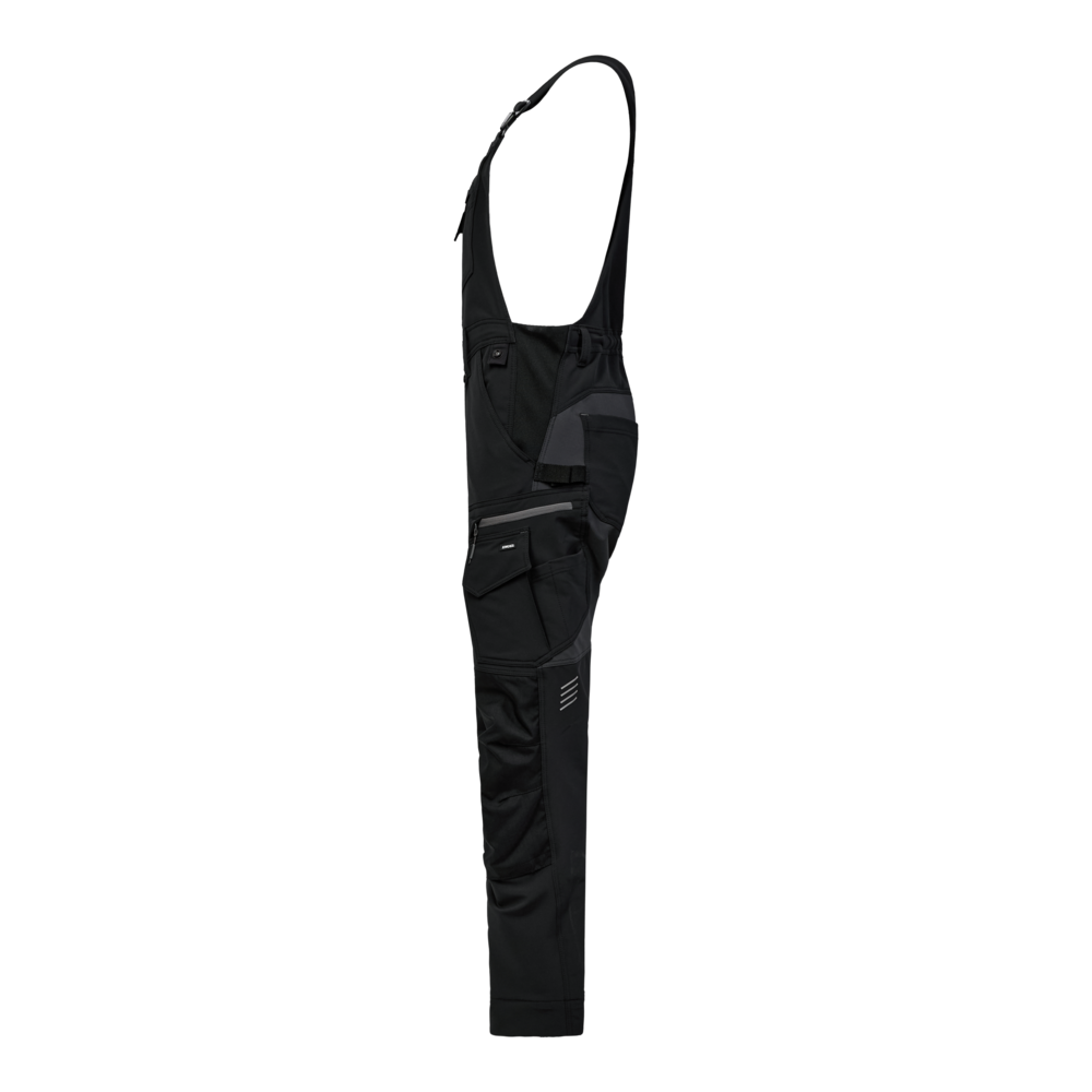 ENTIRE Damen Latzhose mit 4-Wege-Stretch – Schwarz / Anthrazit Grau (Seite links)