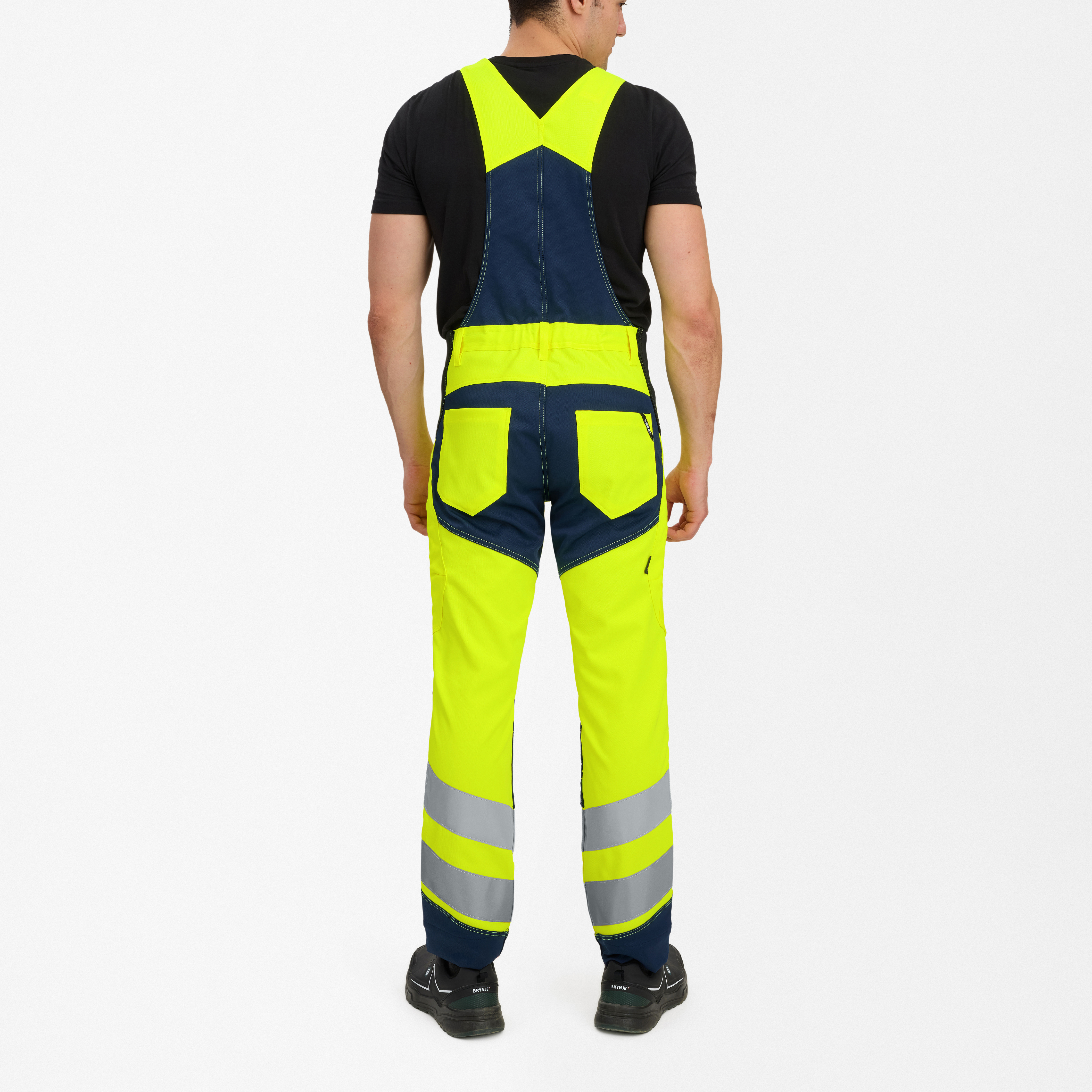 Engel Workwear Safety overall med 2-vejs stræk - Gul/Blue Ink [38165] / K80