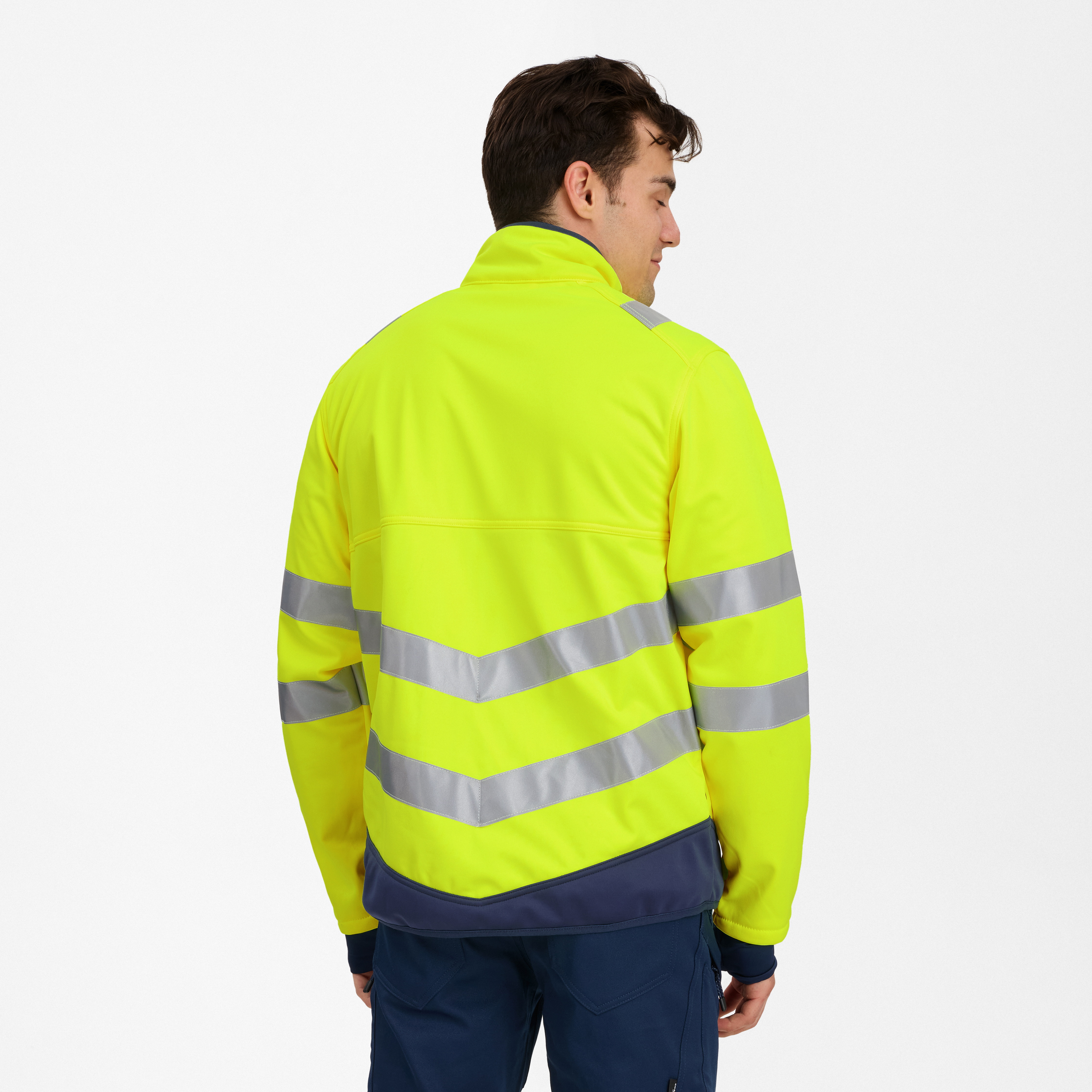 Engel Workwear Safety softshelljakke - Gul/Blue Ink [38165] / XS