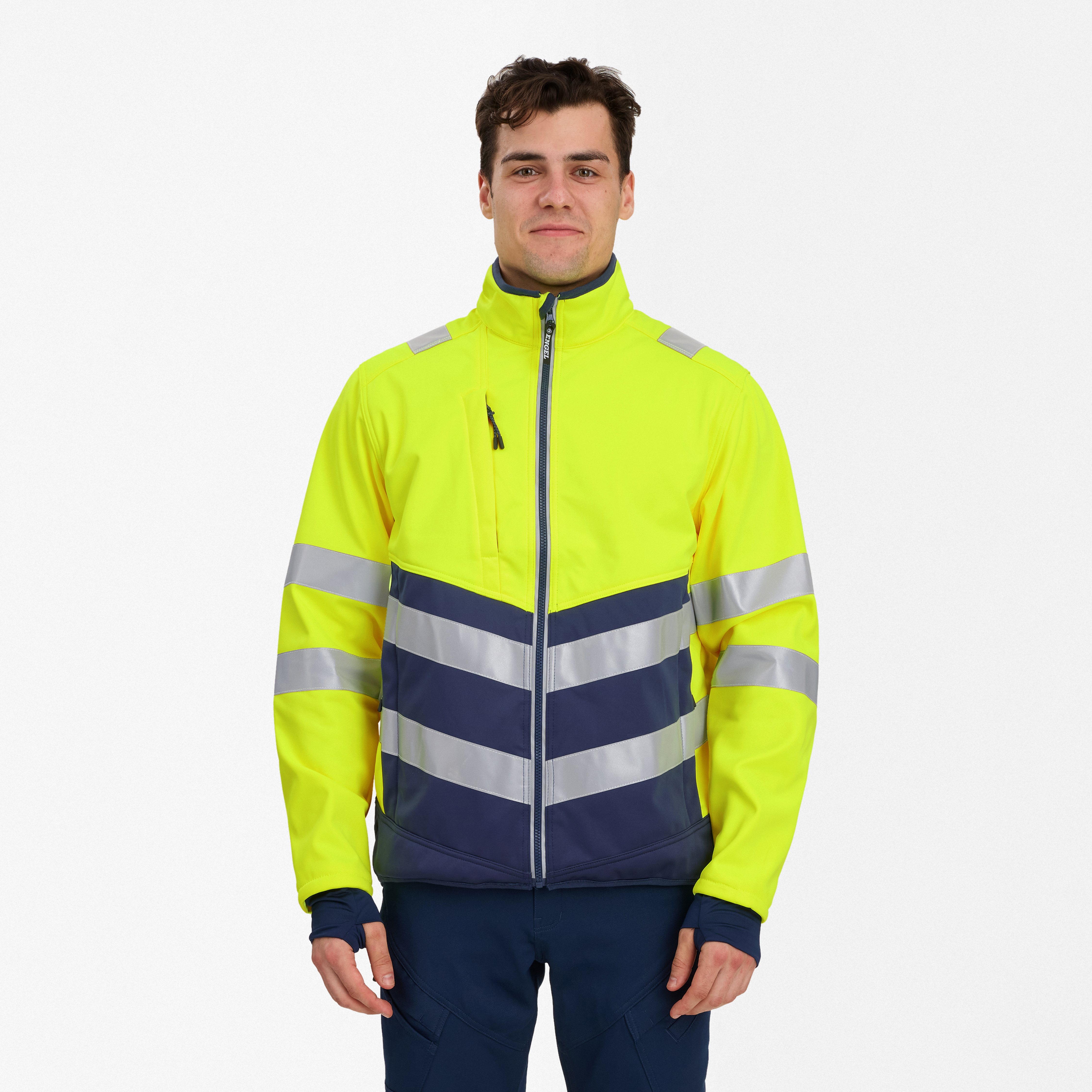 Engel Workwear Safety softshelljakke - Gul/Blue Ink [38165] / XS
