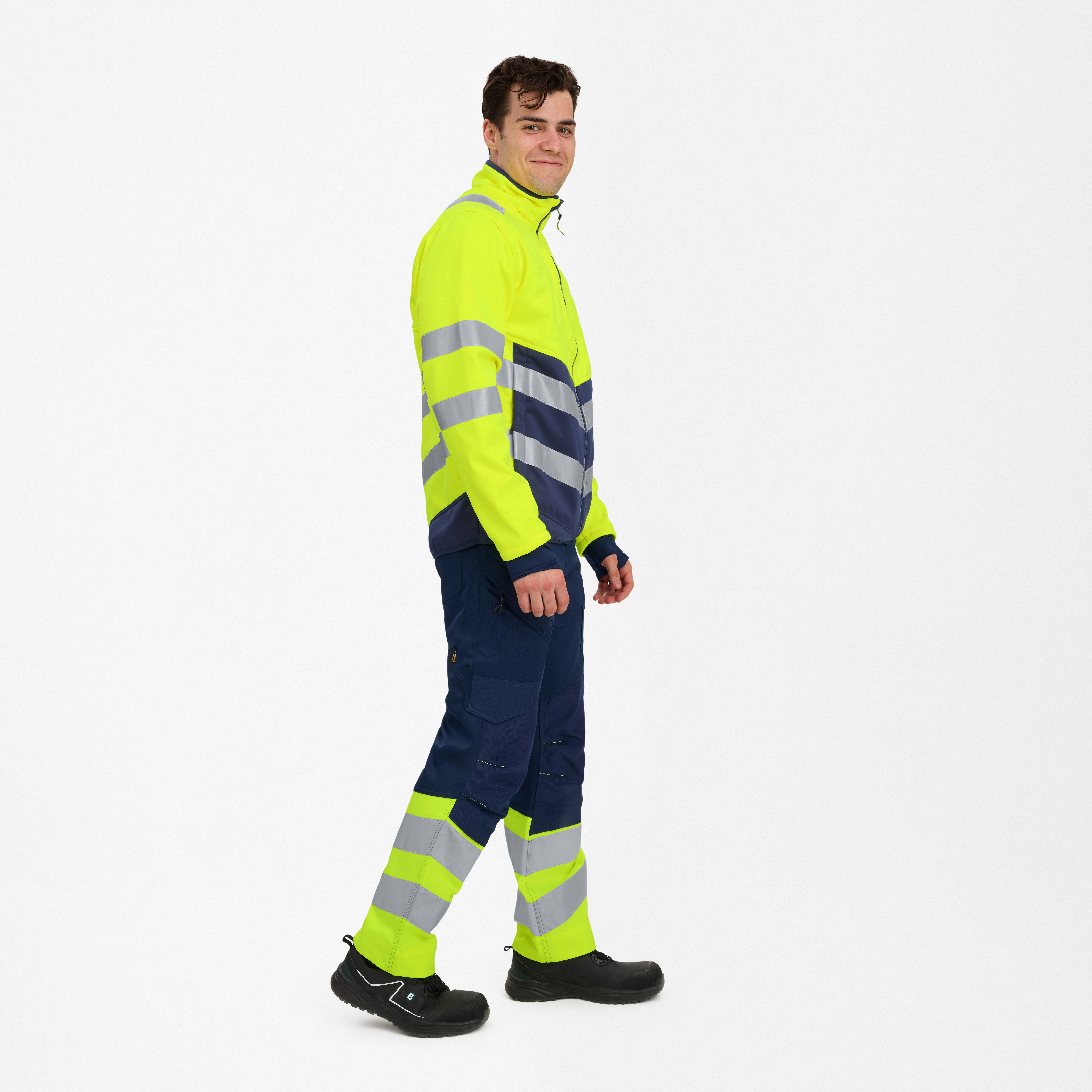 Engel Workwear Safety softshelljakke - Gul/Blue Ink [38165] / XS