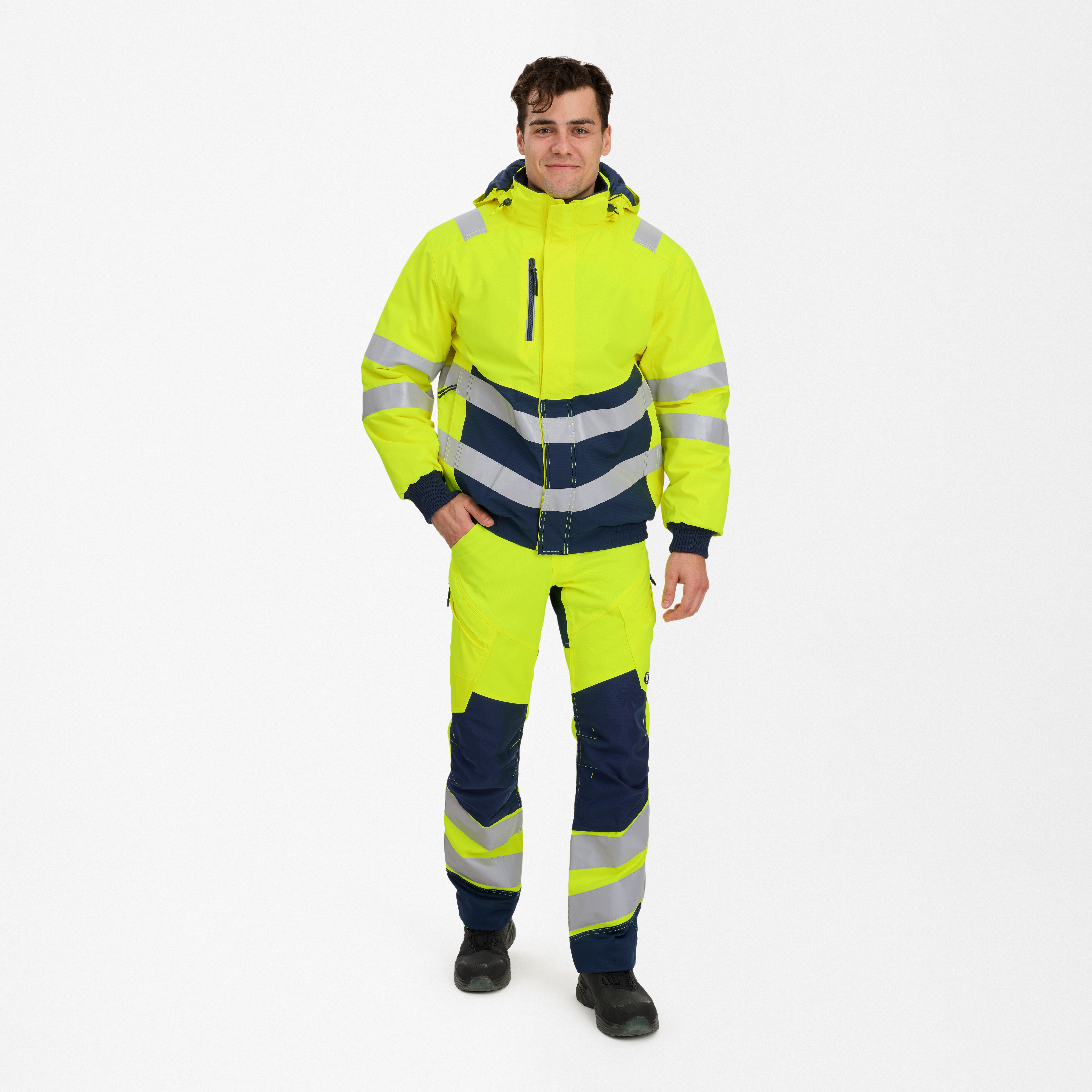 Engel Workwear Safety pilotjakke - Gul/Blue Ink [38165] / XS