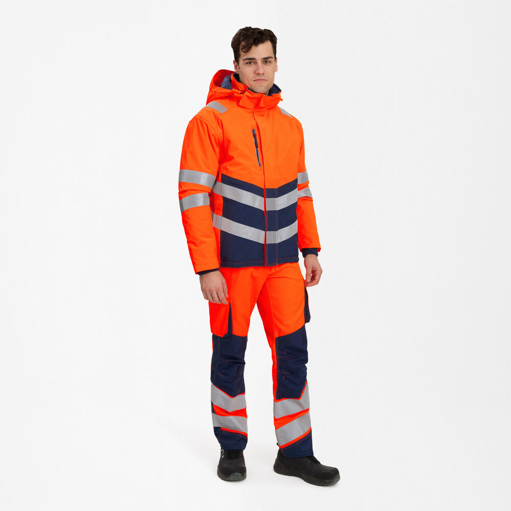 SAFETY Winterjacke – Orange / Blue ink (Am Modell)