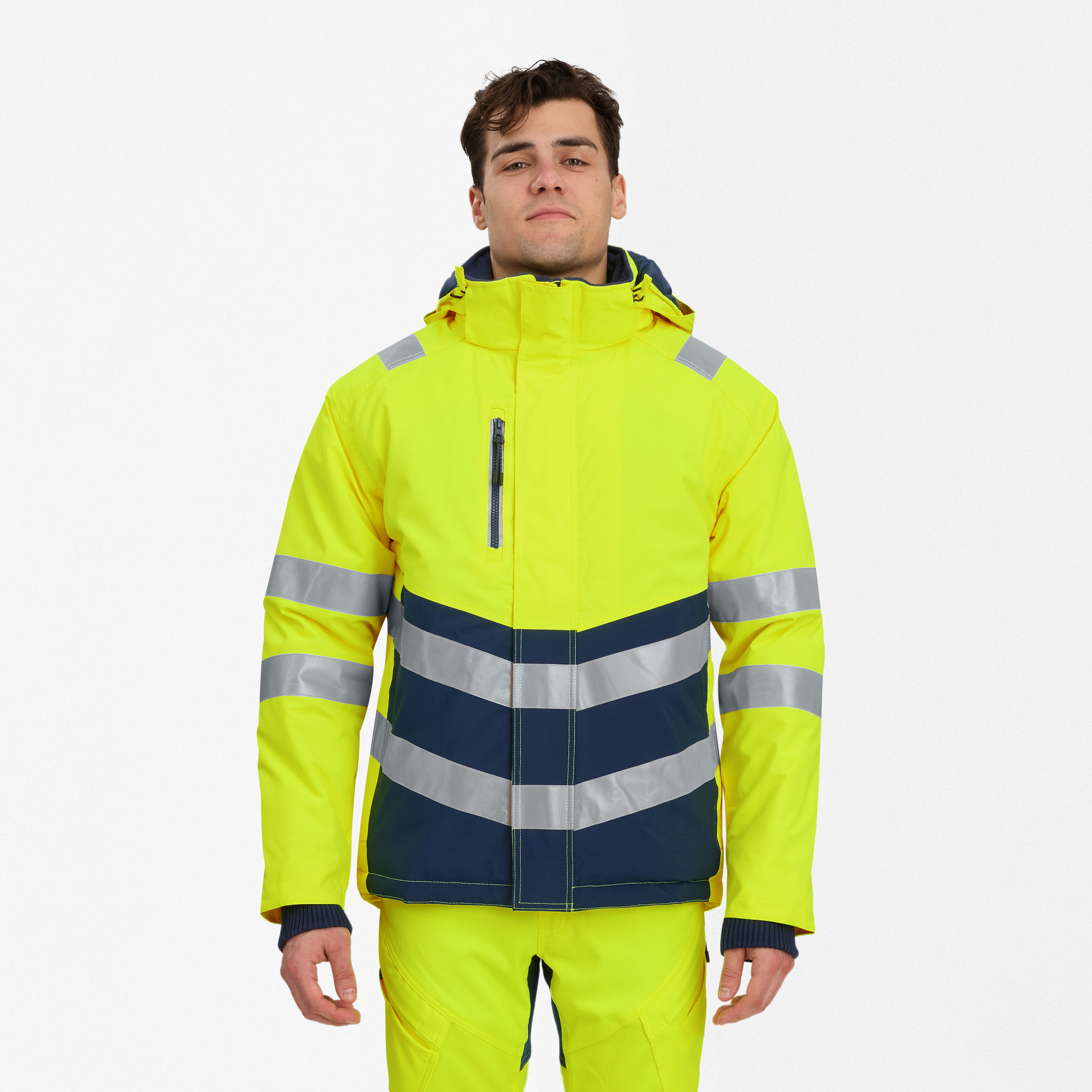 Engel Workwear Safety vinterjakke - Gul/Blue Ink [38165] / XS