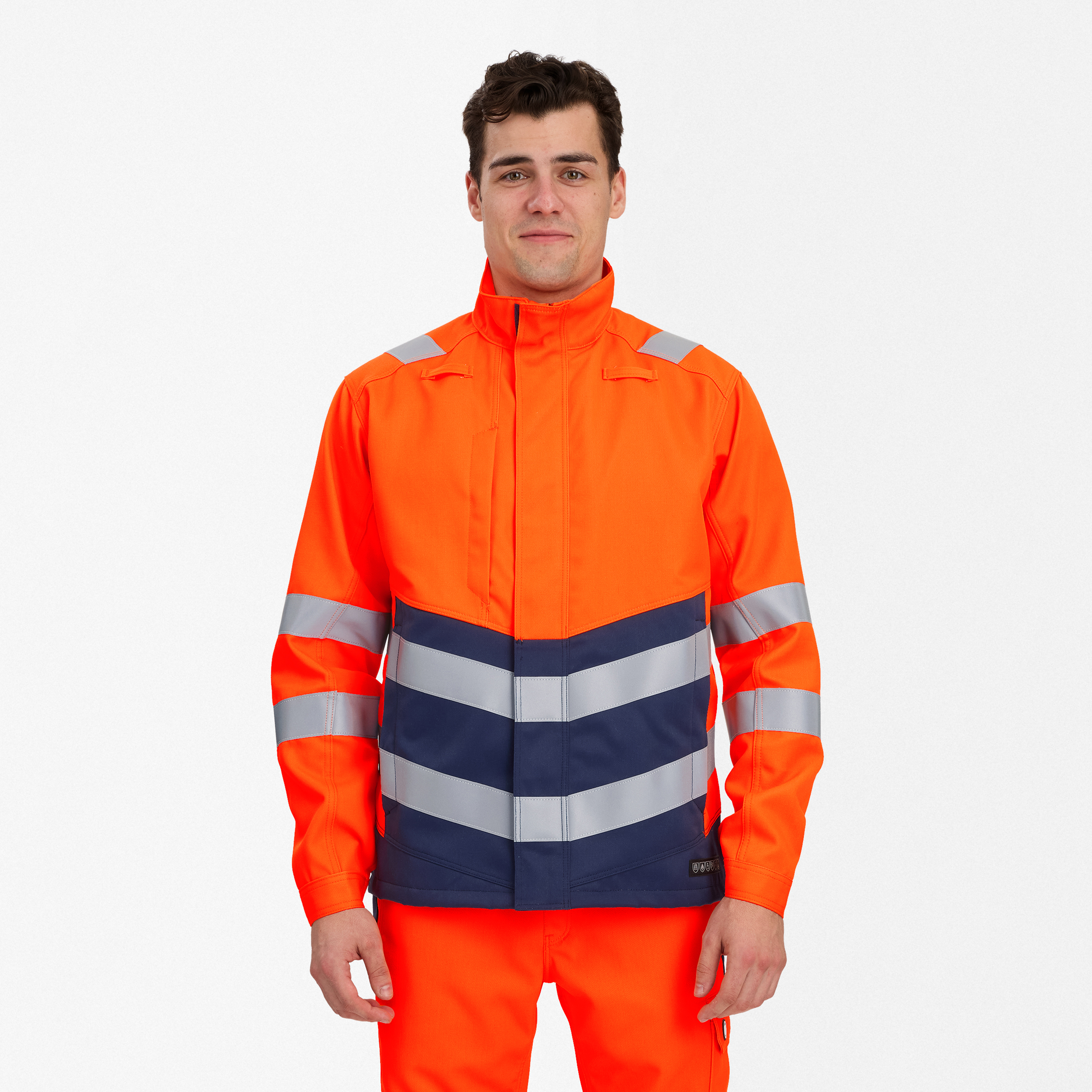 Engel Workwear Safety+ arbejdsjakke - Orange/Blue ink [10165] / XS
