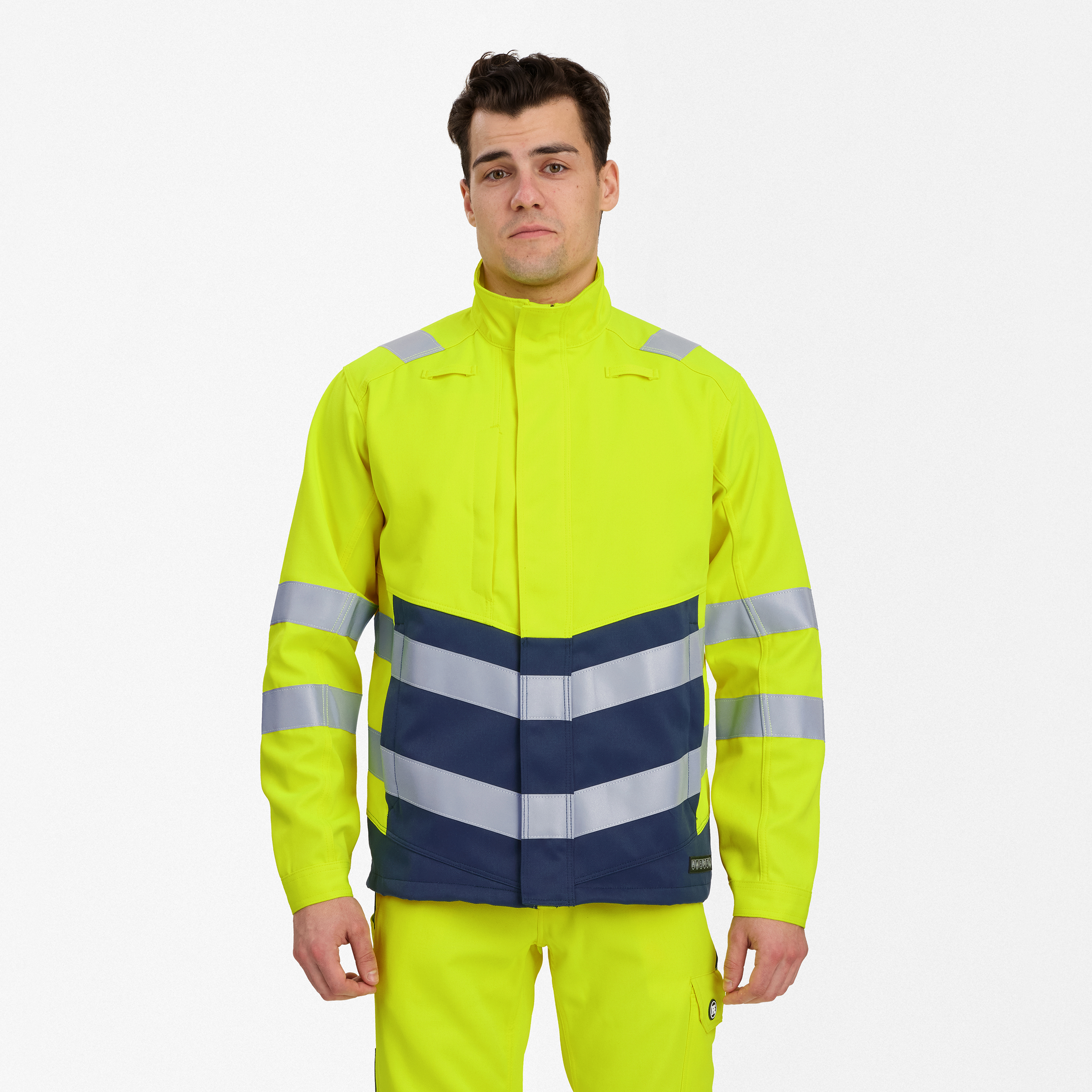 Engel Workwear Safety+ arbejdsjakke - Gul/Blue Ink [38165] / XS