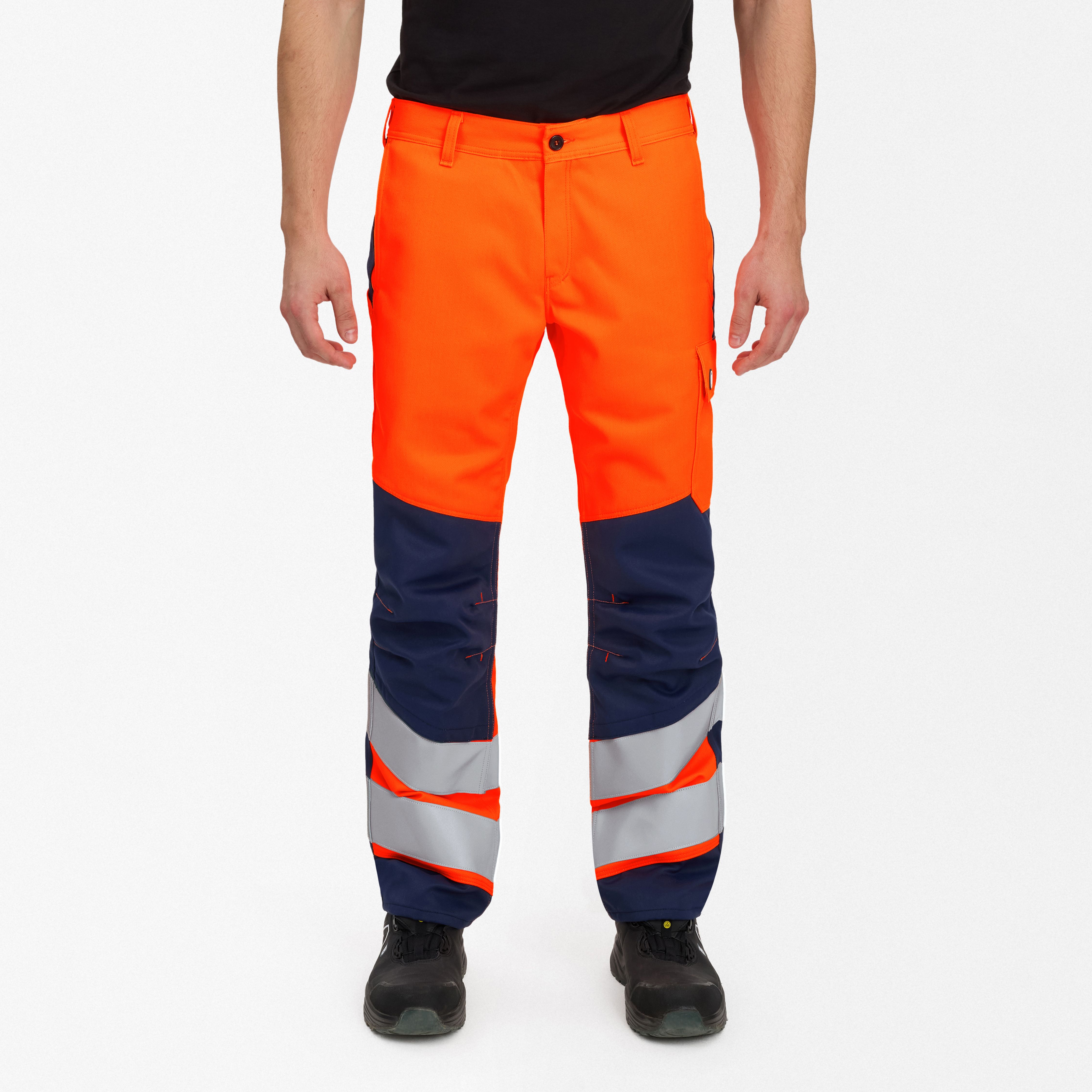 Engel Workwear Safety+ arbejdsbukser - Orange/Blue ink [10165] / K80