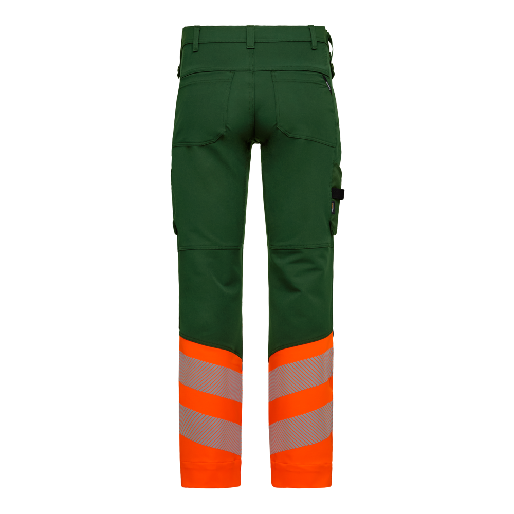 SAFETY Hose mit 4-Wege-Stretch – Grün / Warnorange (Rücken)