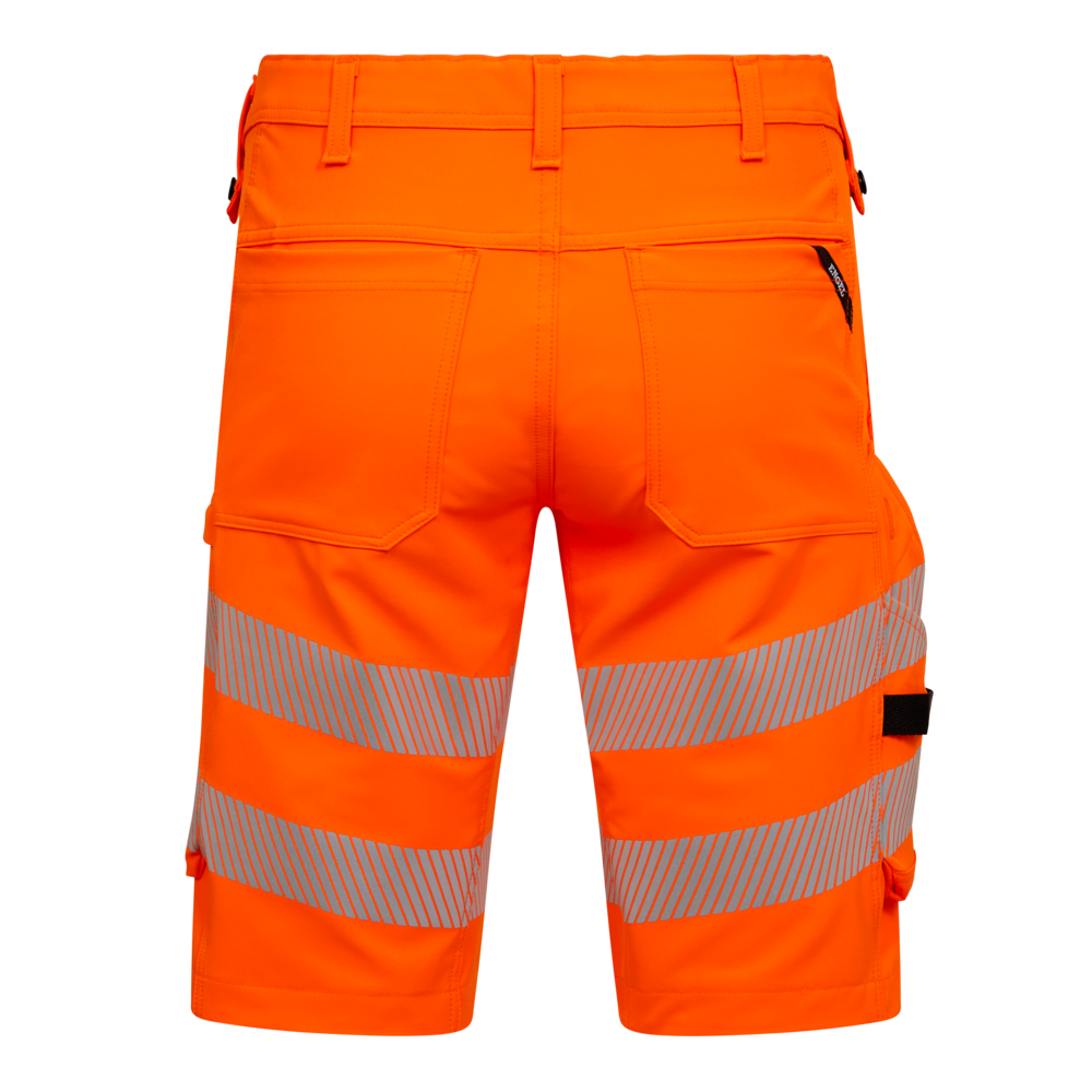 SAFETY Shorts mit 4-Wege-Stretch – Warnorange (Rücken)