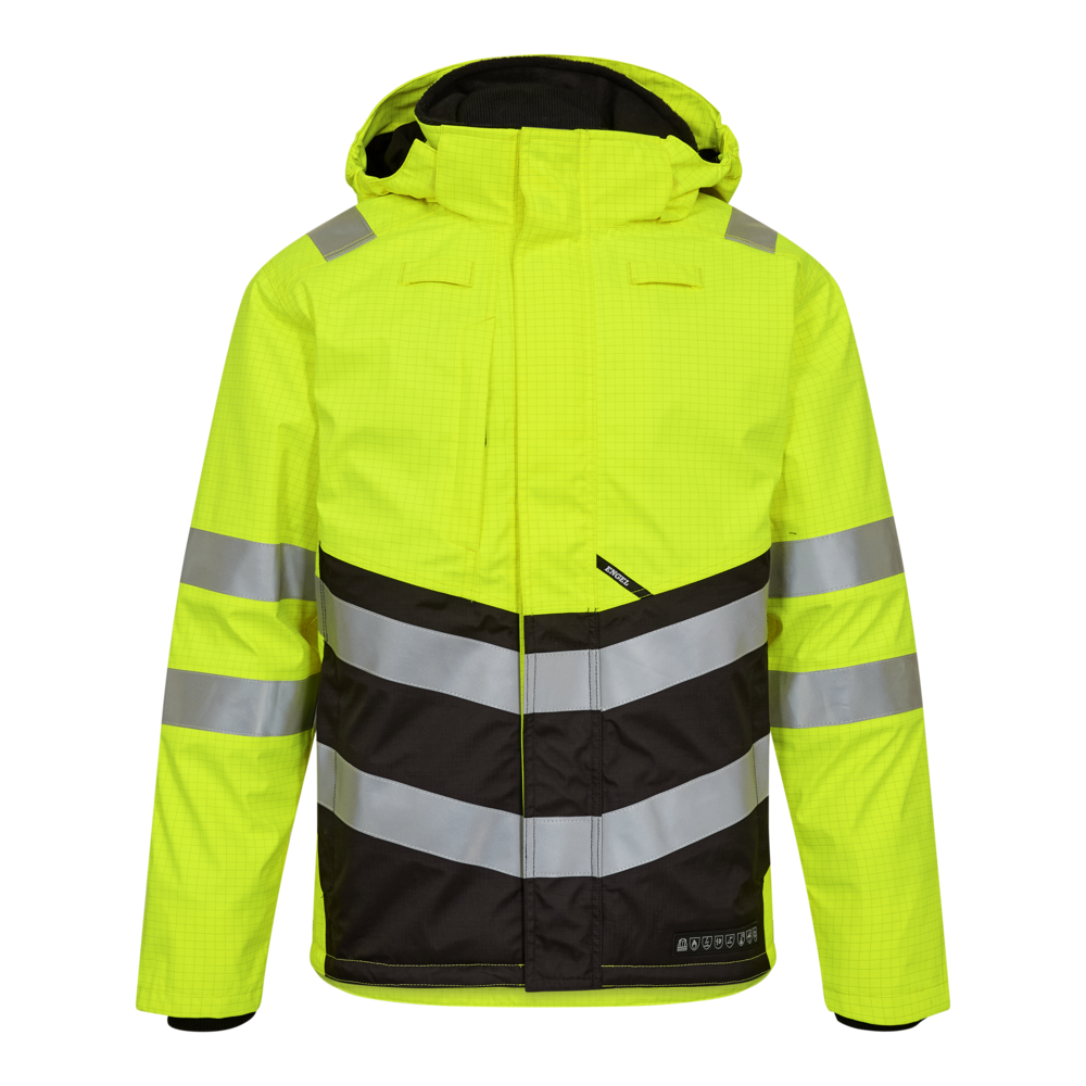 SAFETY+ Winterjacke – Warngelb / Schwarz (Front)