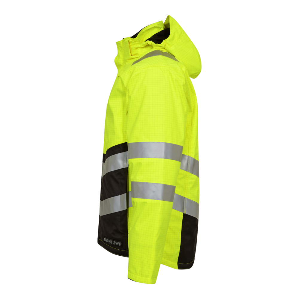 SAFETY+ Winterjacke – Warngelb / Schwarz (Seite links)