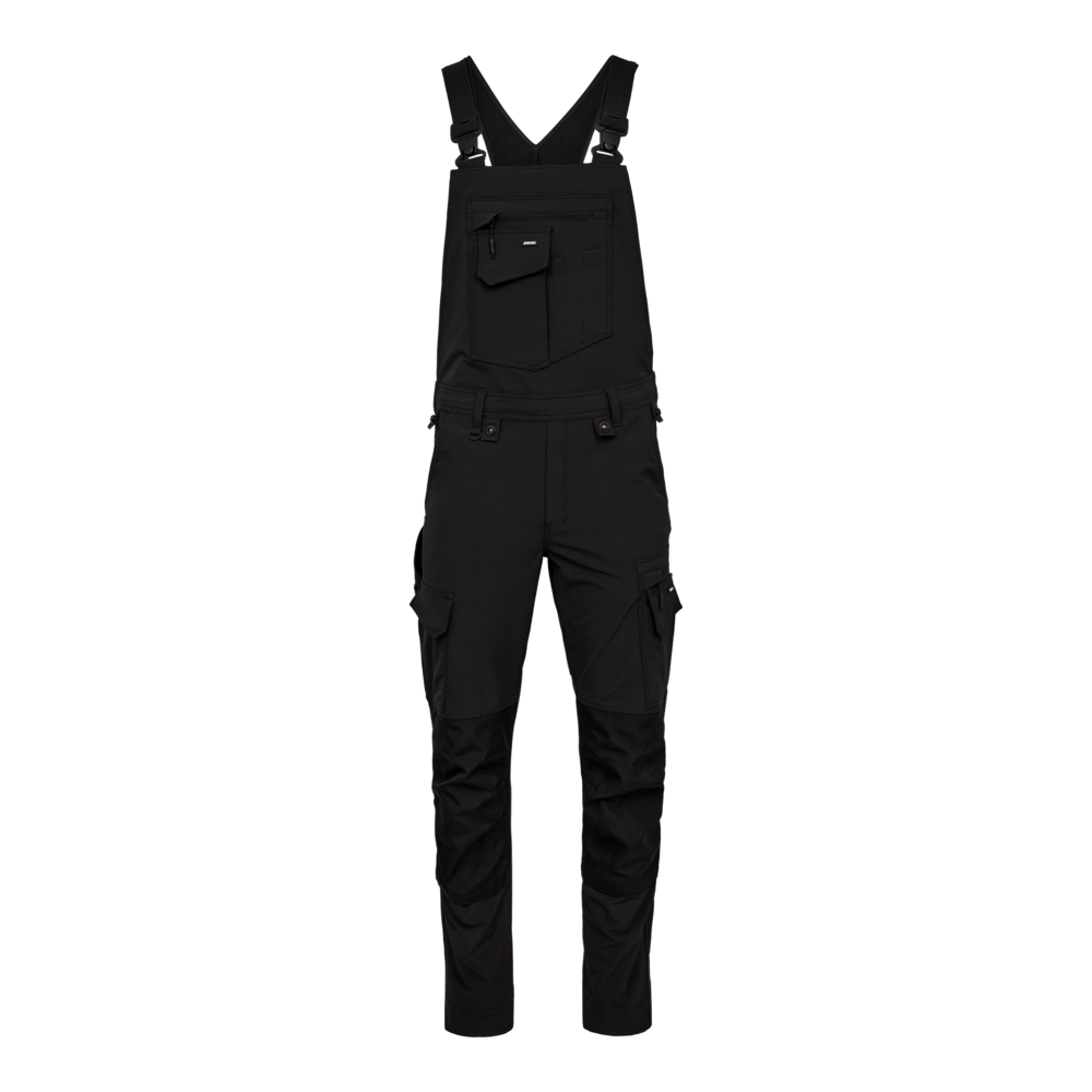 ENTIRE Latzhose mit 4-Wege-Stretch – Schwarz (Front)